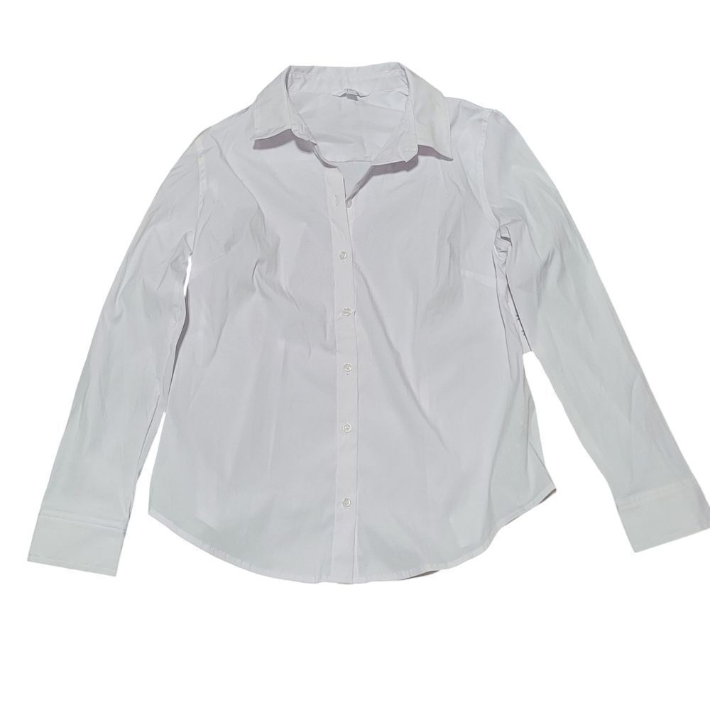 White darted button up